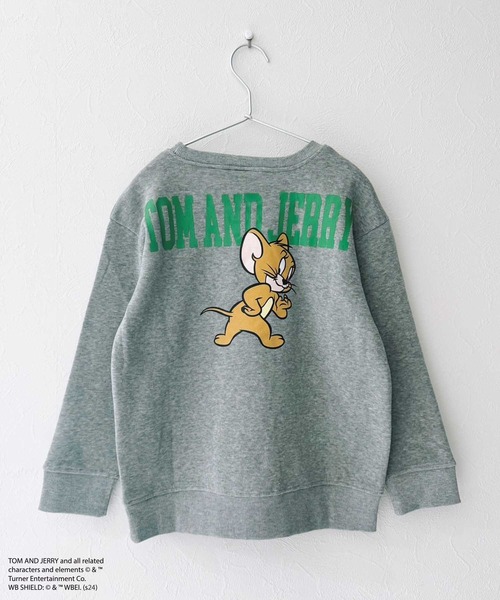 Tom＆Jerry（トムアンドジェリー）の「TOM &JERRY トムとジェリー バックプリント オーバーサイズ 裏起毛トレーナー（スウェット・キッズ・ネイビー/グレー系その他3/グリーン系その他/ブラック系その他/グレー系その他/グレイッシュベージュ/グレー系その他2/ベージュ系その他2/ヘザーチャコール/杢グレー/チャコールグレー/グリーン/ベージュ系その他/ブラック/オートミール/ベージュ・160cm/150cm/140cm/130cm/120cm/110cm）」の5枚目の写真