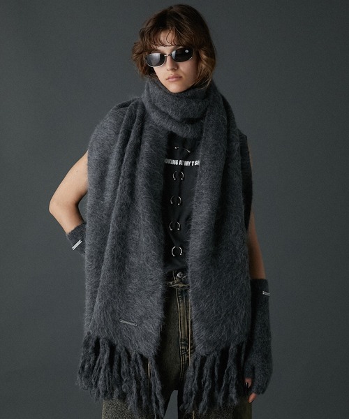 PRANK PROJECT（プランクプロジェクト）の「シャギーストール / Shaggy Stole（ストール/ショール・レディース・モカ/チャコールグレー/ブラック/ライトグレー・FREE）」の3枚目の写真