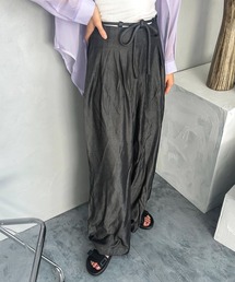 リボン ワイド デニム パンツ ストレート ハイウエスト ルーズ ワイドデニム ウエストリボン ハイウエスト」に該当する
