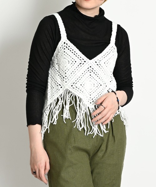 クロシェ編み ボヘミアン柄 ニットビスチェ キレイめ（キャミソール