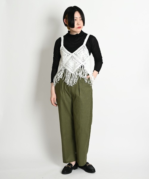 クロシェ編み ボヘミアン柄 ニットビスチェ（キャミソール