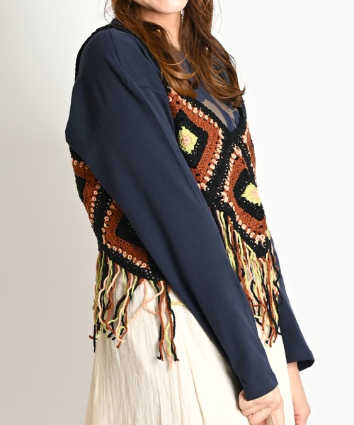 クロシェ編み ボヘミアン柄 ニットビスチェ（キャミソール