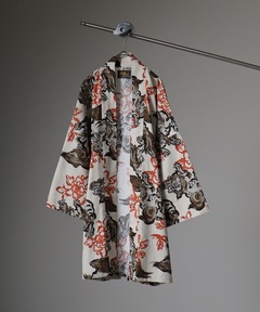 utatane 浴衣　ベージュにえんじの揺れる花 セール】キッズ浴衣3点セット utatane ベージュにえんじの揺れる