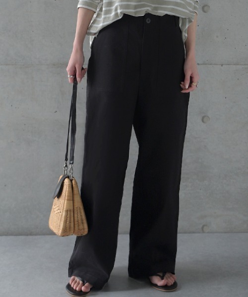 HUG.U（ハグユー）の「脚長ベイカーパンツ（カーゴパンツ・レディース・ベージュ/ブラック/ダークオリーブ・M(レギュラー丈)/L(トール丈)/XL(レギュラー丈)/XL(トール丈)/M(トール丈)/L(レギュラー丈)）」の2枚目の写真