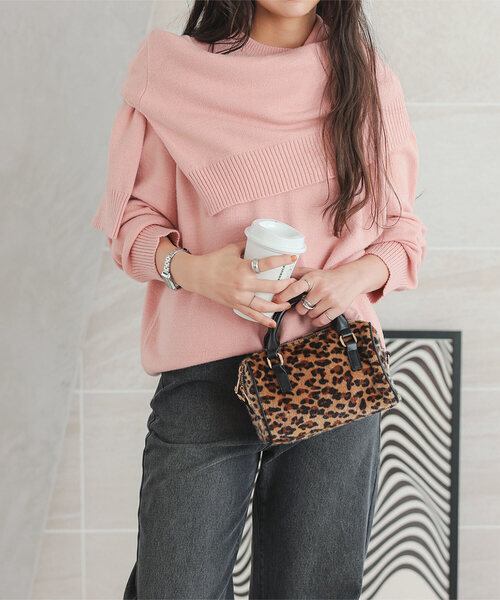 KOBE LETTUCE（コウベレタス）の「選べる2typeスウェットライクニットトップス（ニット/セーター・レディース・ブラック/カーキ/グレー/グレー系/アイボリー系/ピンク/アイボリー系1/ピンク系/ブラック系/カーキ系・M/M1）」の10枚目の写真