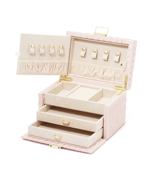 エンボス ジュエリーボックス S ピンク（収納グッズ