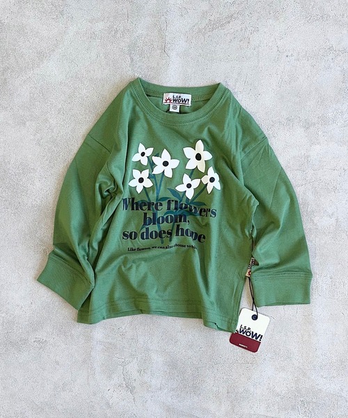 LSP WOW（エルエスピーワオ）の「【LSP WOW!】プリントロンT（Tシャツ/カットソー・キッズ・ピンク/ホワイト/グリーン/ブラウン/オレンジ/ラベンダー/イエロー/ベージュ/ネイビー/チャコール/ブラック/カーキ/グレー/ブルー/オフホワイト・80/90/100/110/120/130/140/150）」の9枚目の写真