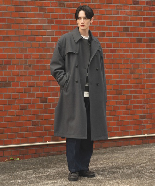 RAGEBLUE（レイジブルー）の「WOOLLYTEC SIDE SLIT TRENCH COAT / ウーリーテックサイドスリット/ハイネックトレンチコート（トレンチコート・メンズ・グレー/ブラック/ダークグレー・SMALL/MEDIUM/LARGE）」の17枚目の写真