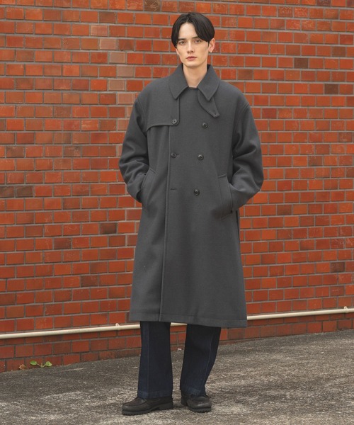 RAGEBLUE（レイジブルー）の「WOOLLYTEC SIDE SLIT TRENCH COAT / ウーリーテックサイドスリット/ハイネックトレンチコート（トレンチコート・メンズ・グレー/ブラック/ダークグレー・SMALL/MEDIUM/LARGE）」の4枚目の写真