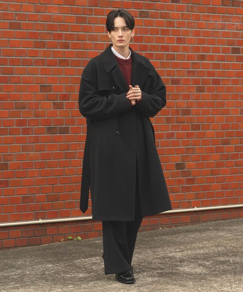 RAGEBLUE（レイジブルー）の「WOOLLYTEC SIDE SLIT TRENCH COAT / ウーリーテックサイドスリット/ハイネックトレンチコート（トレンチコート・メンズ・グレー/ブラック/ダークグレー・SMALL/MEDIUM/LARGE）」の8枚目の写真