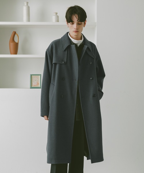 RAGEBLUE（レイジブルー）の「WOOLLYTEC SIDE SLIT TRENCH COAT / ウーリーテックサイドスリット/ハイネックトレンチコート（トレンチコート・メンズ・グレー/ブラック/ダークグレー・SMALL/MEDIUM/LARGE）」の7枚目の写真