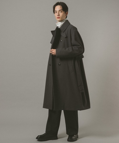 RAGEBLUE ウーリーテック　ドレープスリットハイネックトレンチロングコート RAGEBLUE（レイジブルー）の「Drape slit trench long coat