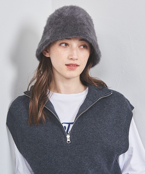 UNITED ARROWS(ユナイテッドアローズ)の「ヘアリー ベルハット(ハット・レディース・オフホワイト/ダークグレー・FREE)」の4枚目の写真
