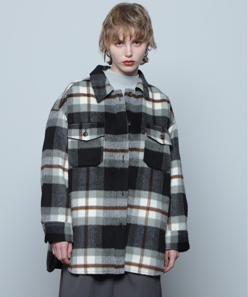 ROSE BUD（ローズバッド）の「オーバーサイズチェックシャツ（シャツ/ブラウス・レディース・ブラック/ライトグリーン/ピンク・FREE）」の7枚目の写真