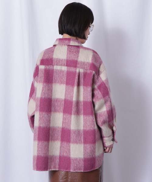 ROSE BUD（ローズバッド）の「オーバーサイズチェックシャツ（シャツ/ブラウス・レディース・ブラック/ライトグリーン/ピンク・FREE）」の21枚目の写真