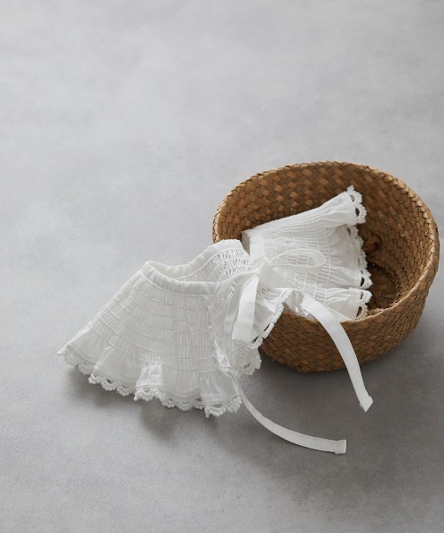 riziere(リジェール)の「シャーリングレース付け襟(付け襟・キッズ・ホワイト・FREE)」の2枚目の写真