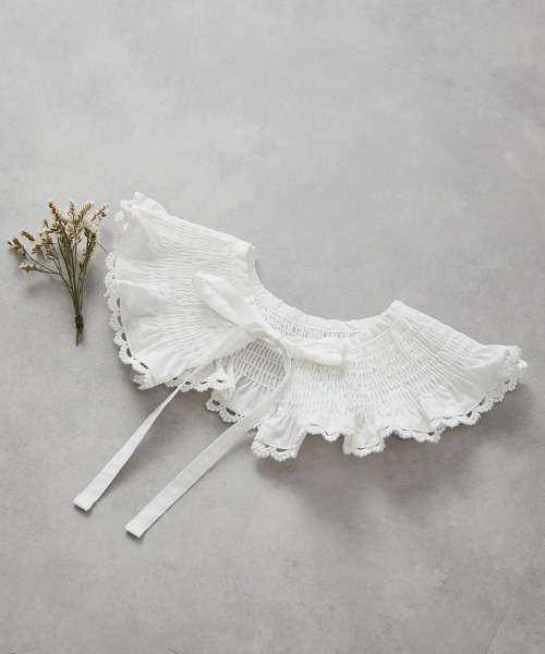 riziere(リジェール)の「シャーリングレース付け襟(付け襟・キッズ・ホワイト・FREE)」の3枚目の写真