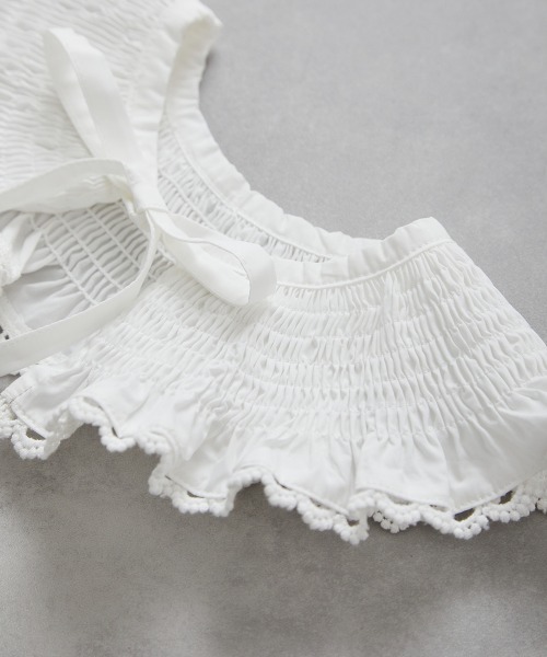 riziere(リジェール)の「シャーリングレース付け襟(付け襟・キッズ・ホワイト・FREE)」の4枚目の写真