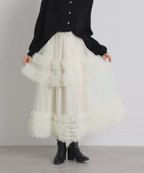 somari imagination(ソマリ イマジネーション)の「『フリルティアードチュールスカート』(スカート・レディース・アイボリー/グリーン/チャコール・1/2)」の9枚目の写真