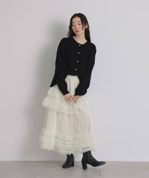 somari imagination(ソマリ イマジネーション)の「『フリルティアードチュールスカート』(スカート・レディース・アイボリー/グリーン/チャコール・1/2)」の12枚目の写真