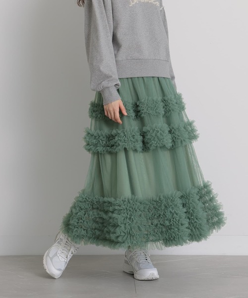 somari imagination(ソマリ イマジネーション)の「『フリルティアードチュールスカート』(スカート・レディース・アイボリー/グリーン/チャコール・1/2)」の14枚目の写真