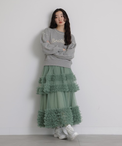 somari imagination(ソマリ イマジネーション)の「『フリルティアードチュールスカート』(スカート・レディース・アイボリー/グリーン/チャコール・1/2)」の17枚目の写真