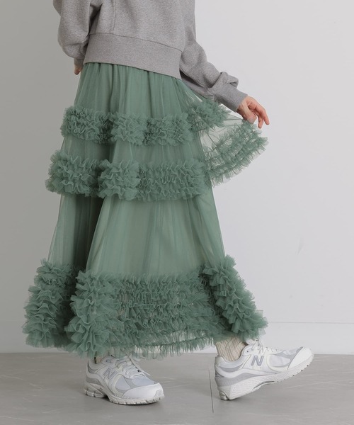 somari imagination(ソマリ イマジネーション)の「『フリルティアードチュールスカート』(スカート・レディース・アイボリー/グリーン/チャコール・1/2)」の16枚目の写真