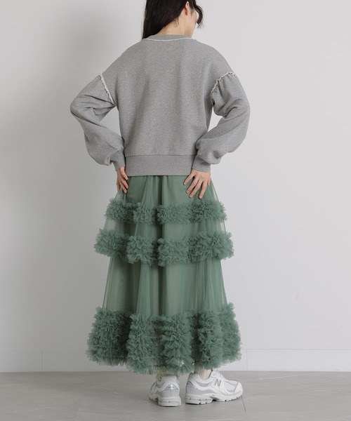 somari imagination(ソマリ イマジネーション)の「『フリルティアードチュールスカート』(スカート・レディース・アイボリー/グリーン/チャコール・1/2)」の18枚目の写真