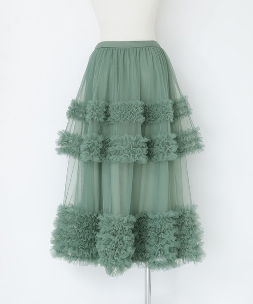 somari imagination(ソマリ イマジネーション)の「『フリルティアードチュールスカート』(スカート・レディース・アイボリー/グリーン/チャコール・1/2)」の19枚目の写真