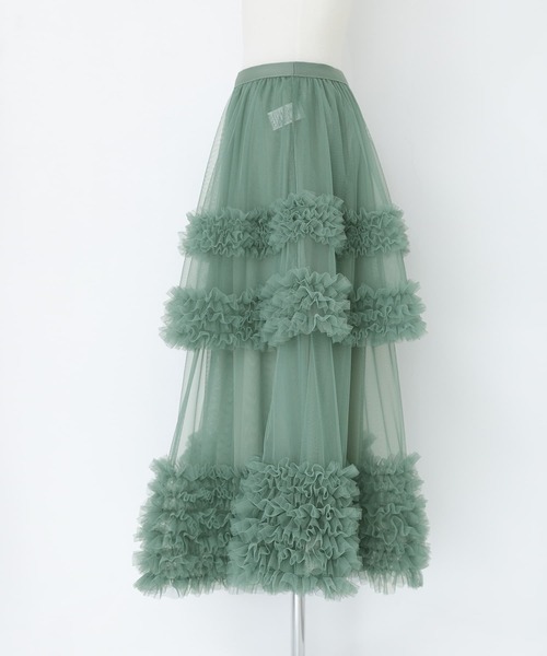 somari imagination(ソマリ イマジネーション)の「『フリルティアードチュールスカート』(スカート・レディース・アイボリー/グリーン/チャコール・1/2)」の20枚目の写真