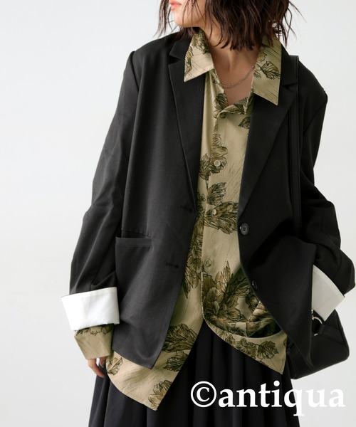 antiqua（アンティカ）の「花柄とろみシャツ（シャツ/ブラウス・レディース・ブラック/カーキ・ONESIZE）」の10枚目の写真