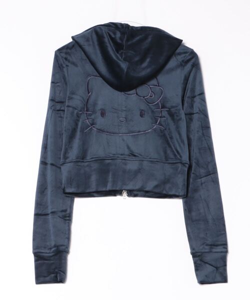 トップス HELLO KITTY x SLY VELOURHOODIE NVY SLY（スライ）の「HELLO KITTY x SLY VELOURHOODIE ハローキティ