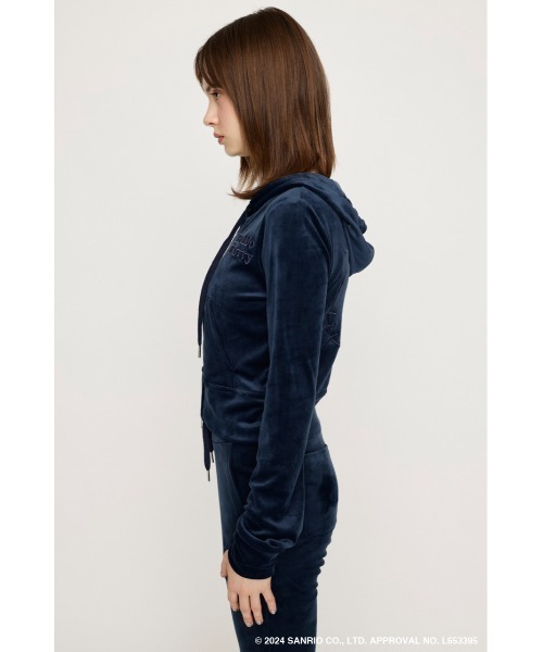 トップス HELLO KITTY x SLY VELOURHOODIE NVY SLY（スライ）の「HELLO KITTY x SLY VELOURHOODIE ハローキティ
