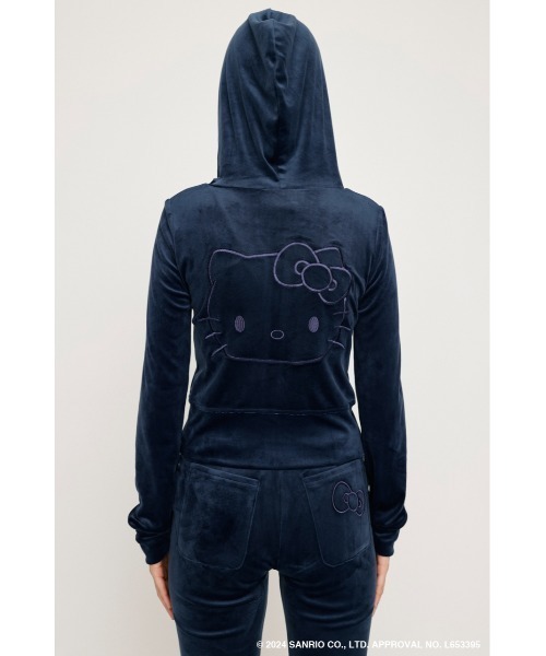 トップス HELLO KITTY x SLY VELOURHOODIE NVY SLY（スライ）の「HELLO KITTY x SLY VELOURHOODIE ハローキティ