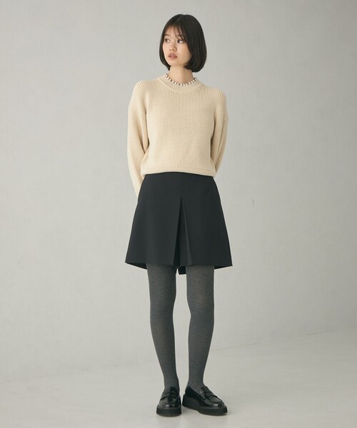 EMMEL REFINES(エメルリファインズ)の「<EMMEL REFINES>EM フェイクパール カタアゼニット プルオーバー(ニット/セーター・レディース・ナチュラル/ダークグレー・FREE)」の6枚目の写真