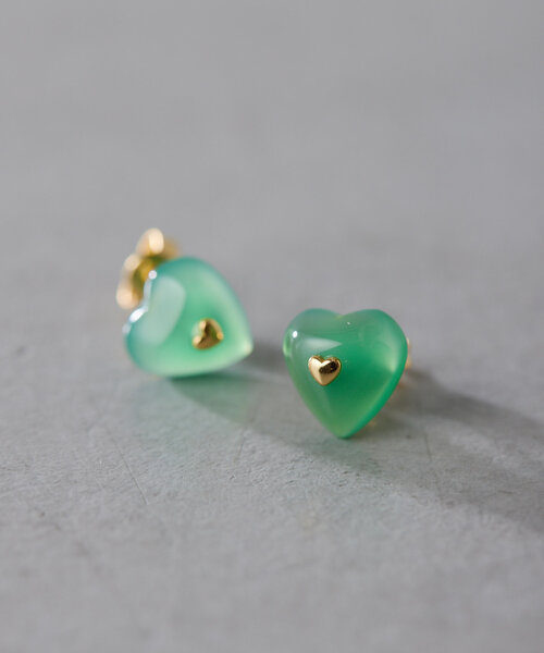 シルバーポスト/スターリングシルバー使用》ハート天然石ピアス  