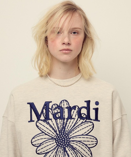 Mardi Mercredi（マルディメクルディ）の「SWEATSHIRT FLOWERMARDI NEEDLEWORK / スウェットシャツ フラワーマルディ ニードルワーク（スウェット・レディース・ブラック系その他3/ホワイト×グレー/ブラウン/ベージュ系その他/ネイビー/ブラック系その他2/オートミール/ブラック系その他/ブラック/ベージュ系その他2・FREE）」の10枚目の写真