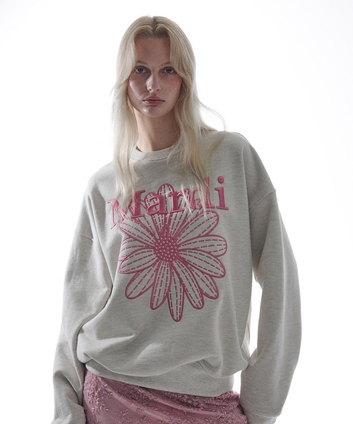MARDI SWEATSHIRT FLOWERMARDI STONE EMBELLISHED_NAVY WHITE
