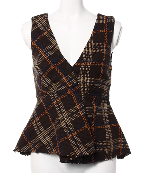 SLY(スライ)の「TARTAN CHECK TOPS(タンクトップ・レディース・ブラック/ブラウン・FREE)」の1枚目の写真