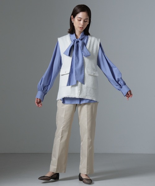 NANO universe（ナノユニバース）の「フリンジツイードベスト（ベスト・レディース・ブラック/ホワイト・FREE）」の7枚目の写真