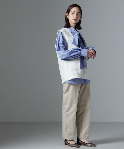 NANO universe（ナノユニバース）の「フリンジツイードベスト（ベスト・レディース・ブラック/ホワイト・FREE）」の8枚目の写真