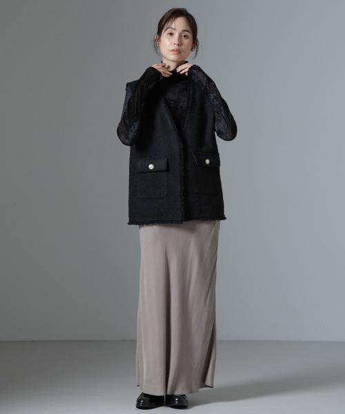 NANO universe（ナノユニバース）の「フリンジツイードベスト（ベスト・レディース・ブラック/ホワイト・FREE）」の13枚目の写真