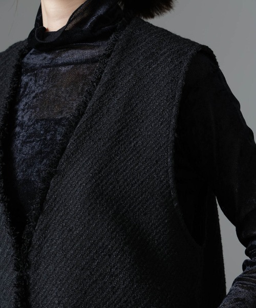 NANO universe（ナノユニバース）の「フリンジツイードベスト（ベスト・レディース・ブラック/ホワイト・FREE）」の21枚目の写真