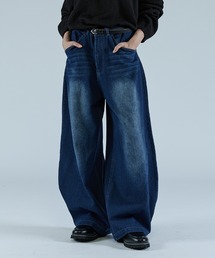 2way 裾ボタン変形デニムパンツワイド/テーパード 2way hem button deformation denim pants wide/tapered