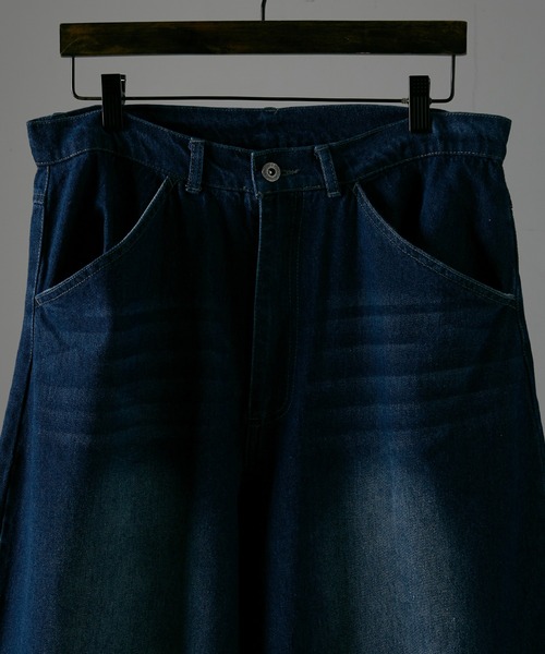 2way 裾ボタン変形デニムパンツワイド/テーパード 2way hem