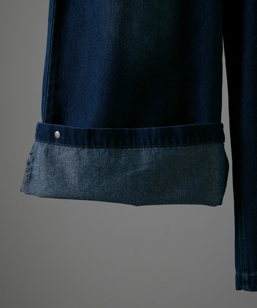 2way 裾ボタン変形デニムパンツワイド/テーパード 2way hem button