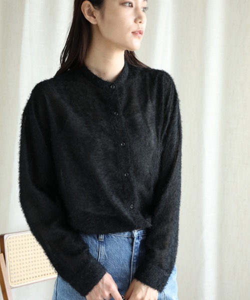 aimoha(アイモハ)の「フリンジスタンドシャツ(シャツ/ブラウス・レディース・ブラック/グレー/ベージュ・MEDIUM)」の7枚目の写真
