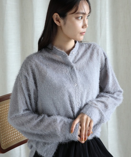 aimoha(アイモハ)の「フリンジスタンドシャツ(シャツ/ブラウス・レディース・ブラック/グレー/ベージュ・MEDIUM)」の22枚目の写真