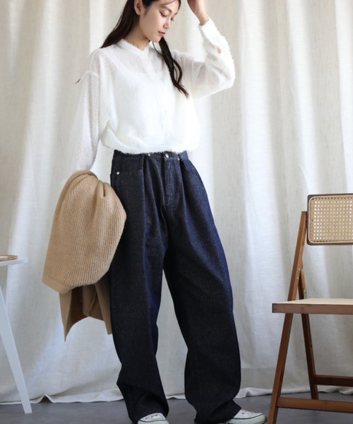 aimoha(アイモハ)の「フリンジスタンドシャツ(シャツ/ブラウス・レディース・ブラック/グレー/ベージュ・MEDIUM)」の12枚目の写真