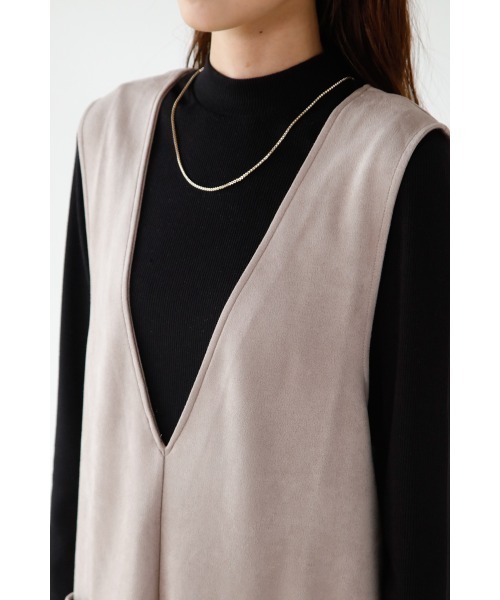 M.deux（エムドゥ）の「カットジョーゼットジャンスカ（ジャンパースカート・レディース・モカ/チャコールグレー・MEDIUM）」の7枚目の写真